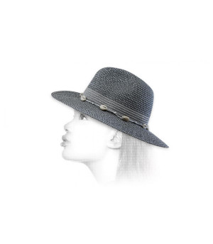 Strohhut silber Fedora shiny melange black light grey